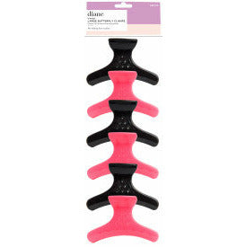 Diane Large Butterfly Clamps - Pink/Black 6pk (DEC012)