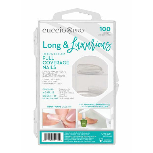 Cuccio Long & Luxurious Ultra Clear Full Coverage Nail Tips 100pk