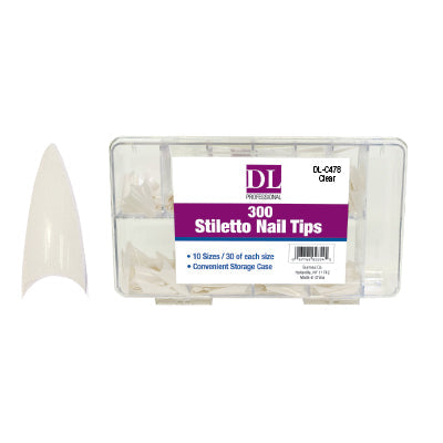 DL Pro 300 Pc Stiletto Nail Tips - Clear (Dl-C478)