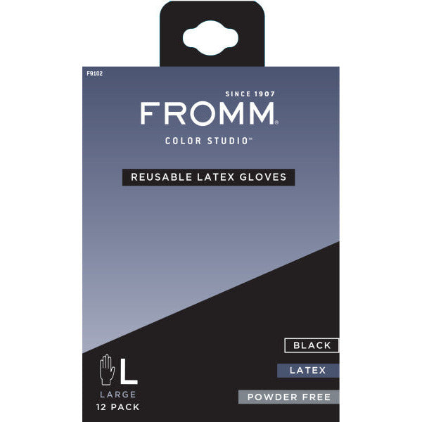 Fromm Reusable Latex Gloves - Black (12pk)