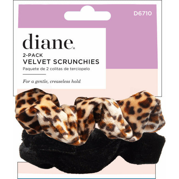 Diane Velvet Scrunchies - Leopard/Black 2pk (D6710)