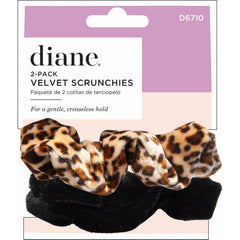 Diane Velvet Scrunchies - Leopard/Black 2pk (D6710)